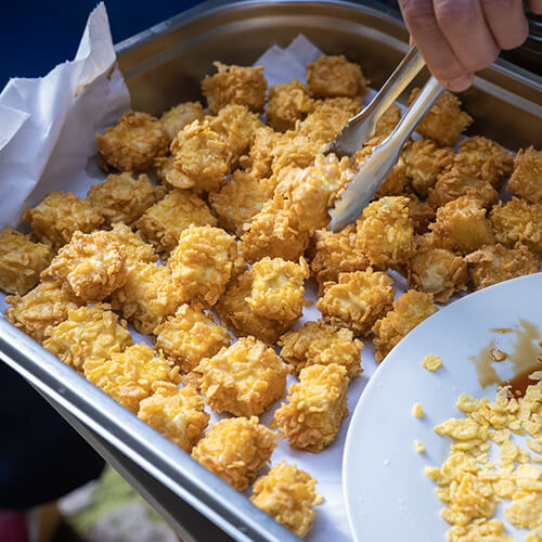 buffet vernissage exposition tofu tempura crispy fried